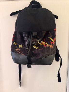 Bale Black Graphic Canvas & Leather Backpack